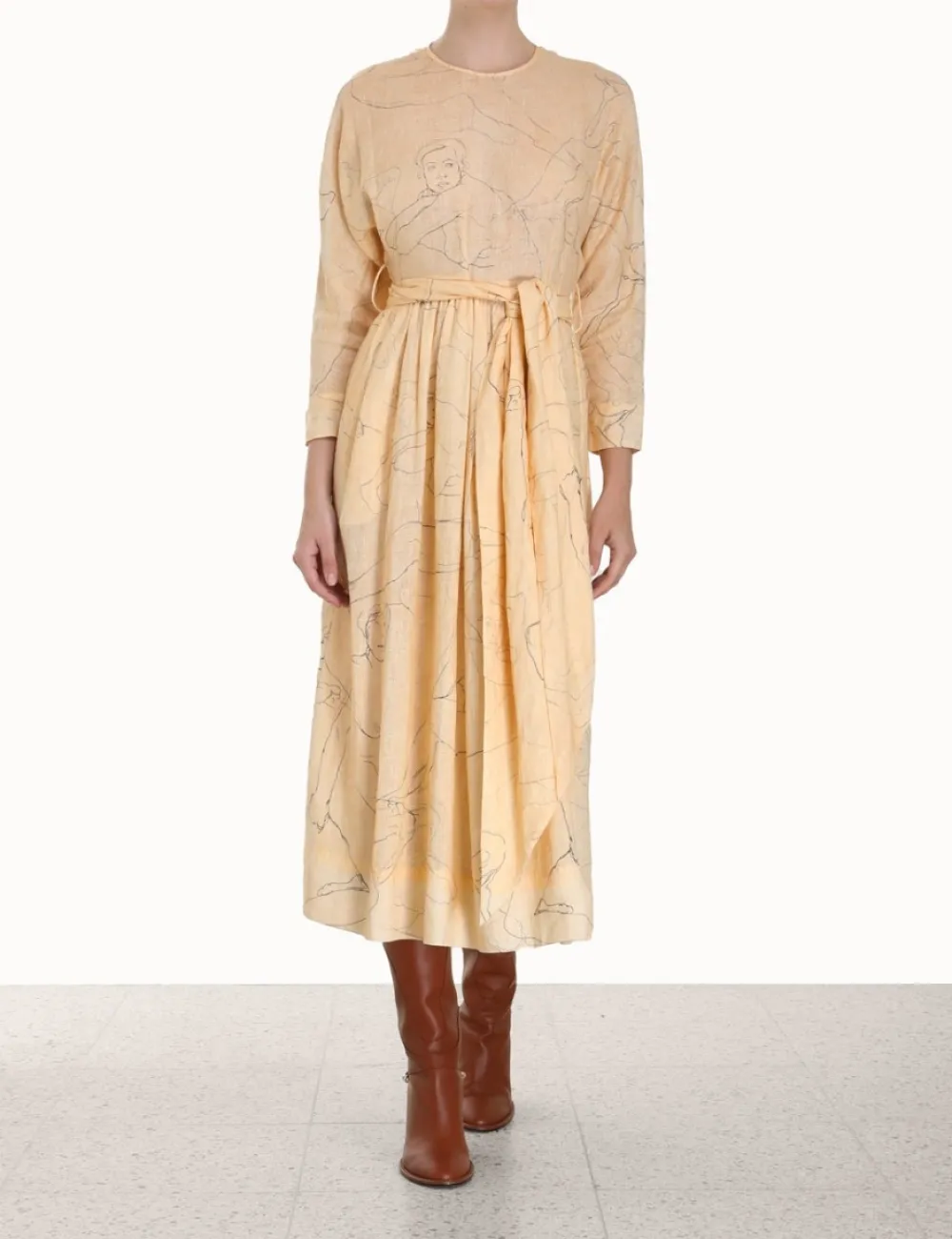 ZIMMERMANN Luminosity Tie Midi Dress-Women Clothing