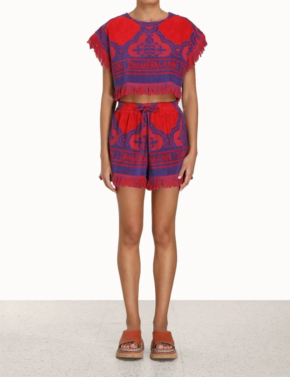 ZIMMERMANN Raie Towelling Crop-Women Tops