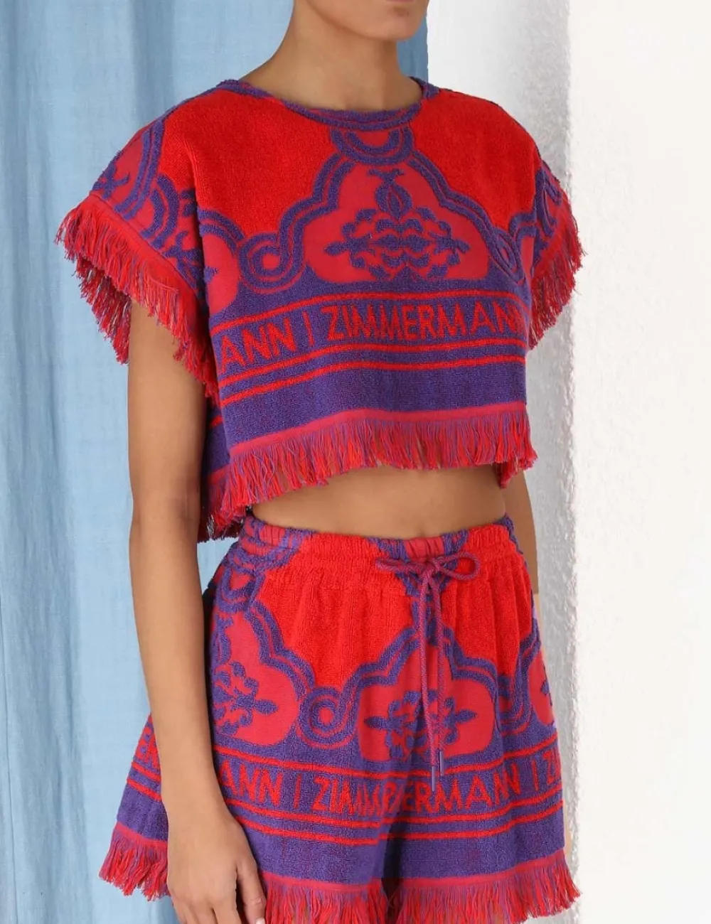 ZIMMERMANN Raie Towelling Crop-Women Tops