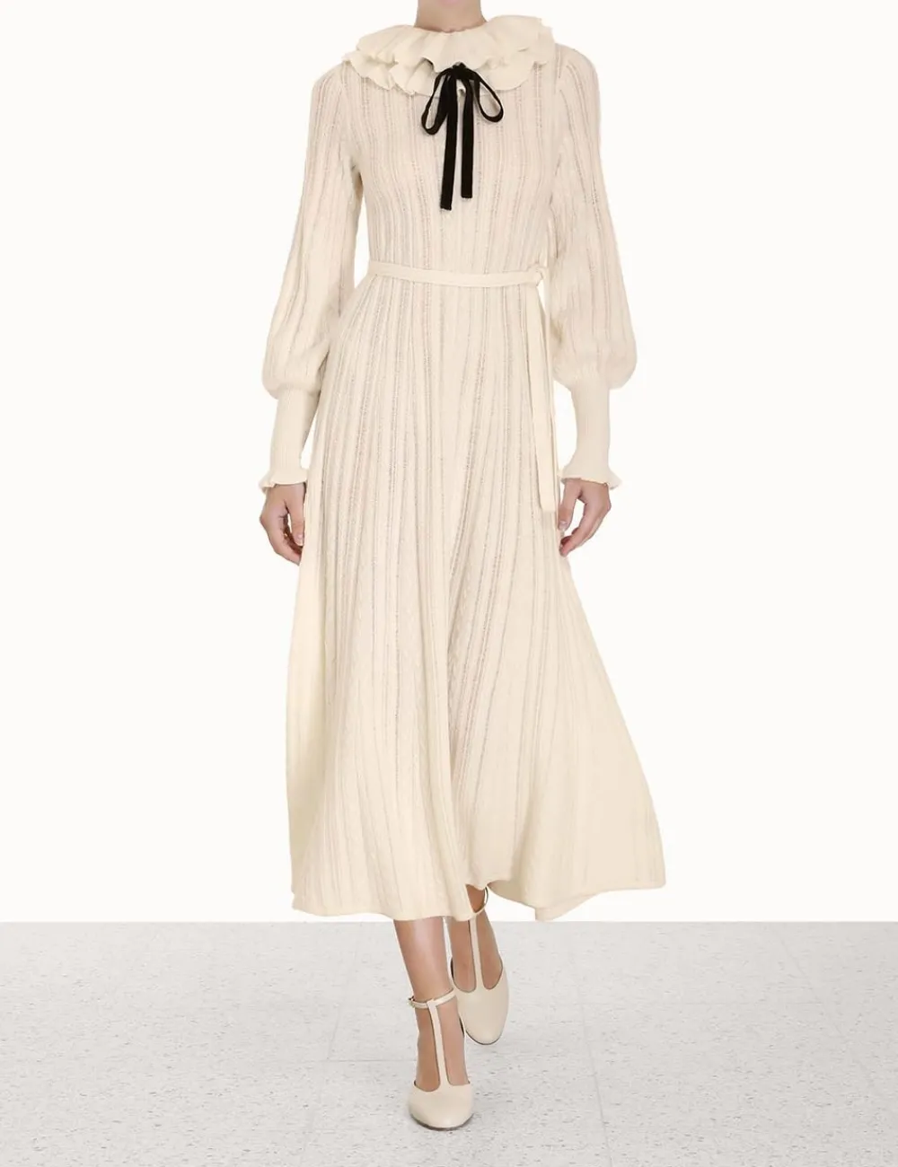 ZIMMERMANN Luminosity Frill Neck Dress-Women Clothing