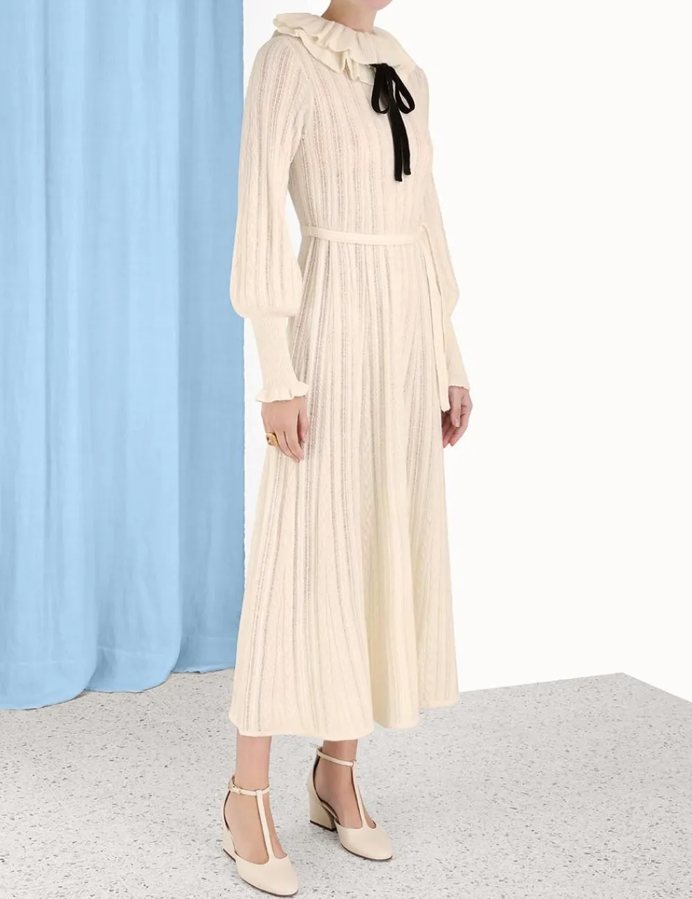 ZIMMERMANN Luminosity Frill Neck Dress-Women Clothing