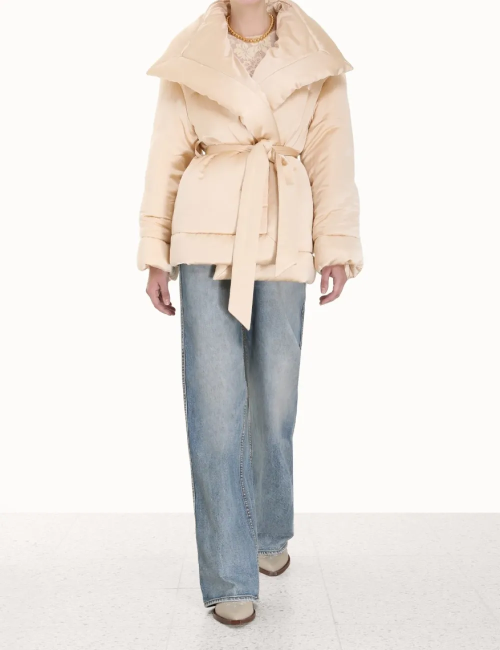 ZIMMERMANN Luminosity Satin Wadded Jacket-Women In Denim