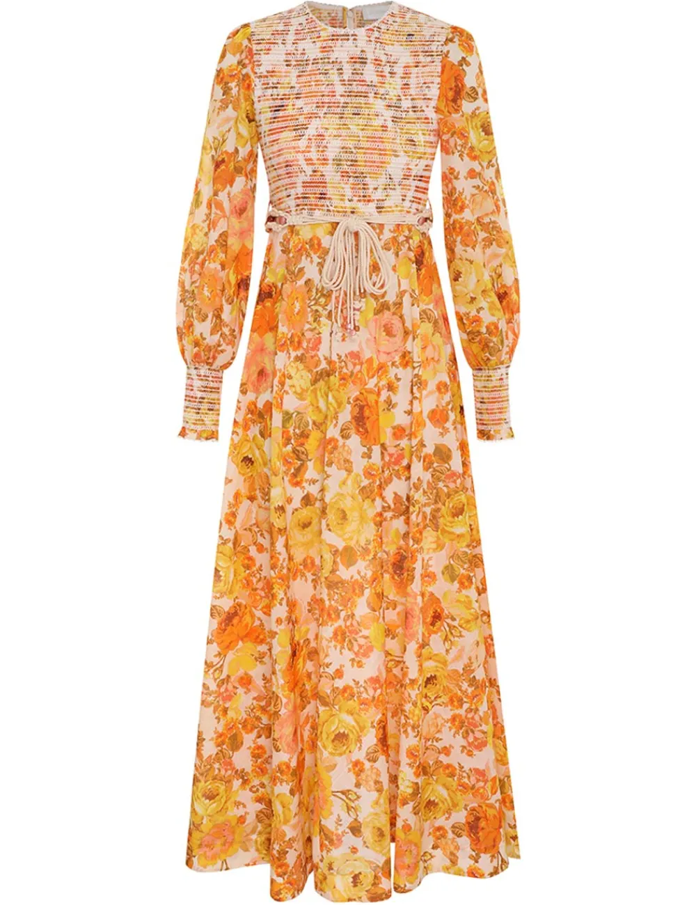 ZIMMERMANN Raie Smocked Bodice Midi Dress-Women Dresses & Coverups