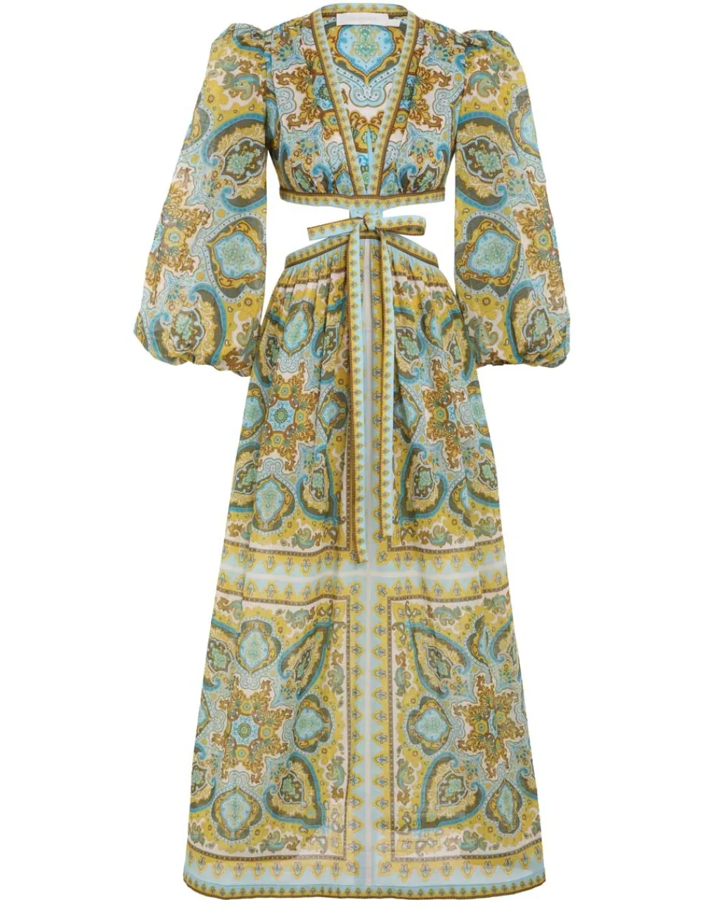 ZIMMERMANN Halcyon Tie Front Midi Dress-Women Dresses & Coverups