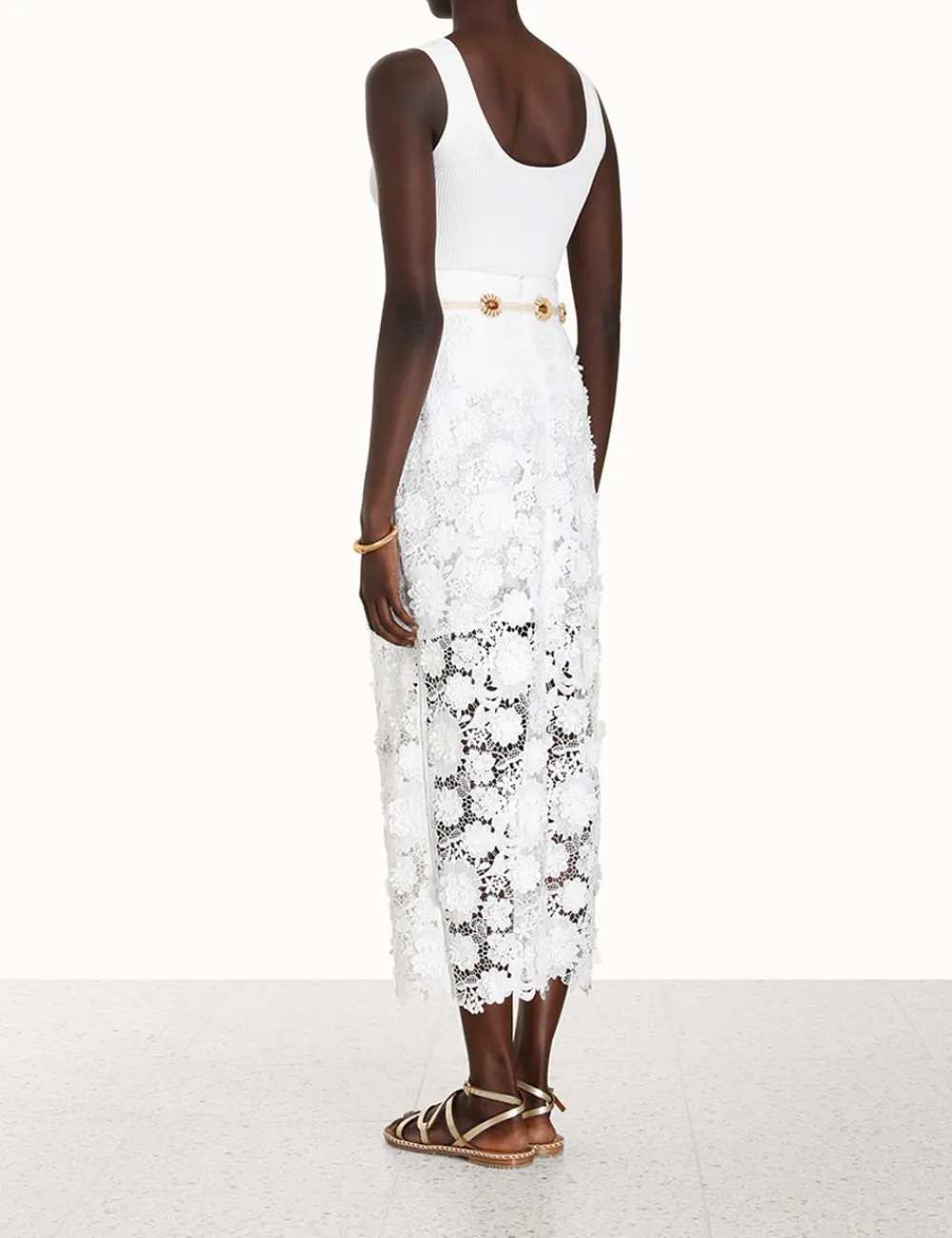 ZIMMERMANN Raie Lace Flower Skirt-Women Skirts