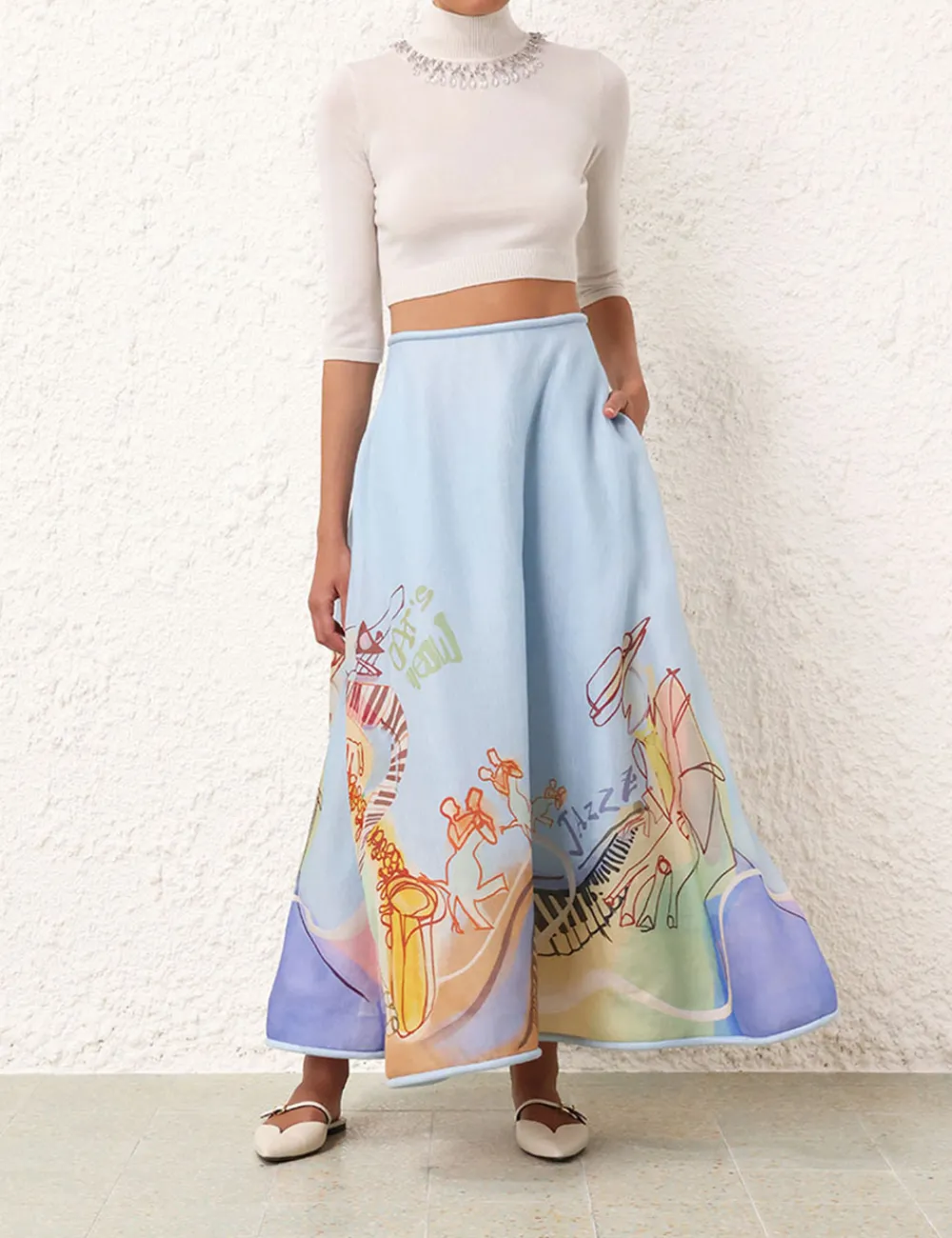 ZIMMERMANN Matchmaker Poster Flare Skirt-Women Skirts
