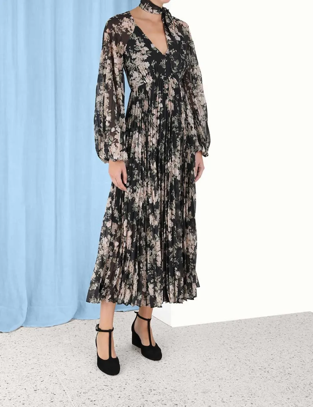 ZIMMERMANN Sunray Pleated Midi Dress-Women Dresses