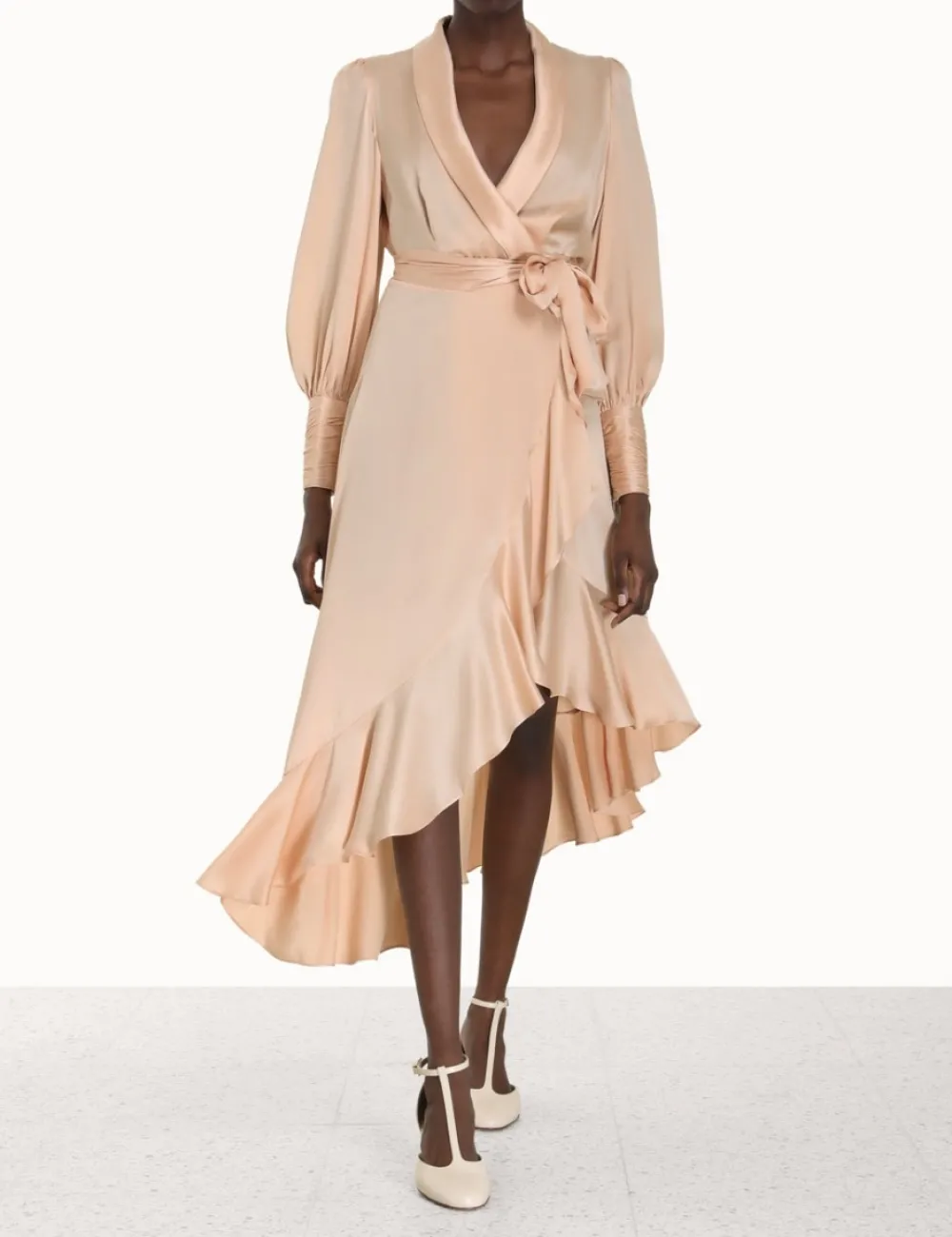 ZIMMERMANN Silk Wrap Midi Dress-Women Luminosity