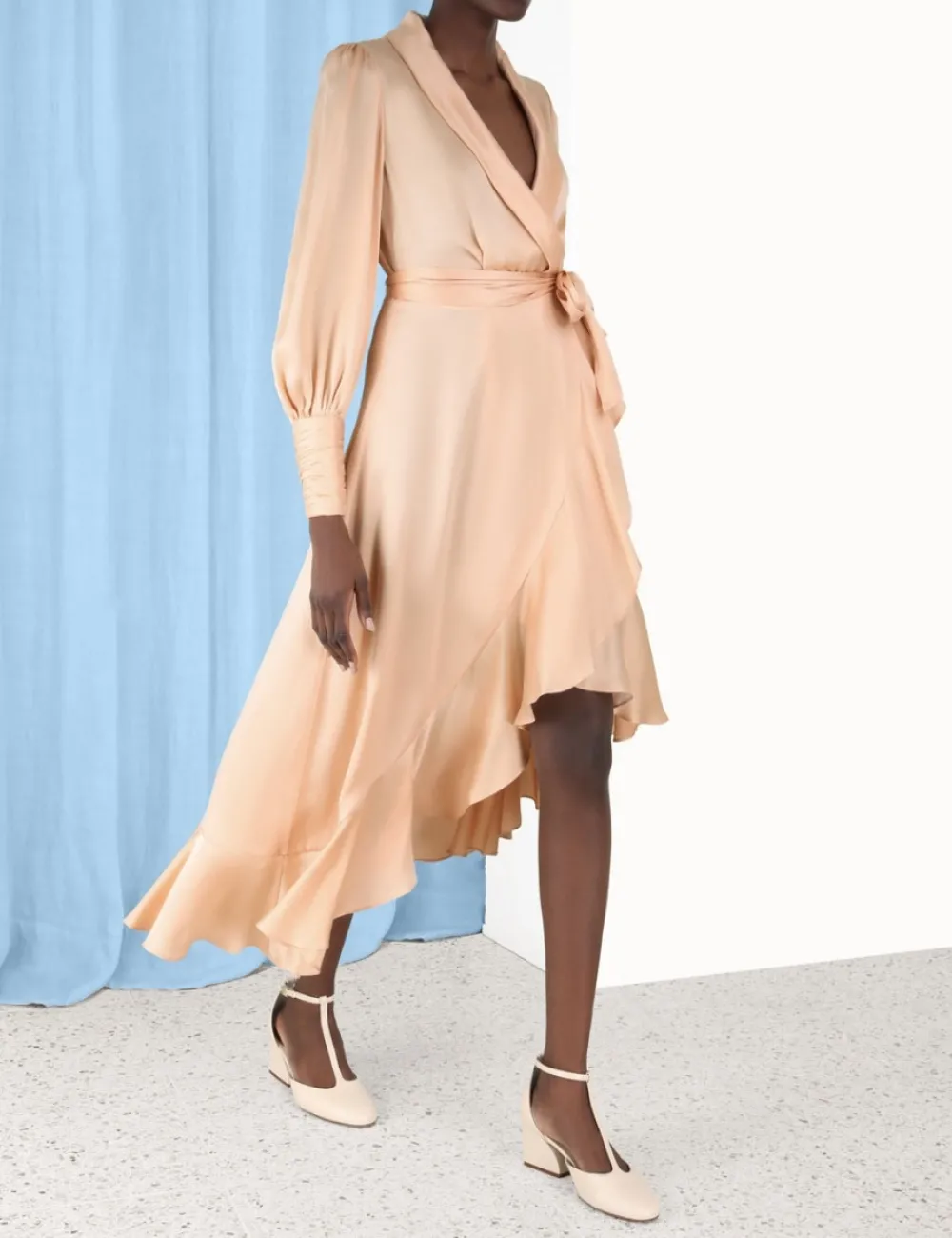 ZIMMERMANN Silk Wrap Midi Dress-Women Luminosity
