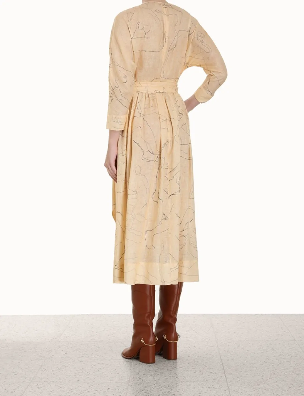 ZIMMERMANN Luminosity Tie Midi Dress-Women Dresses