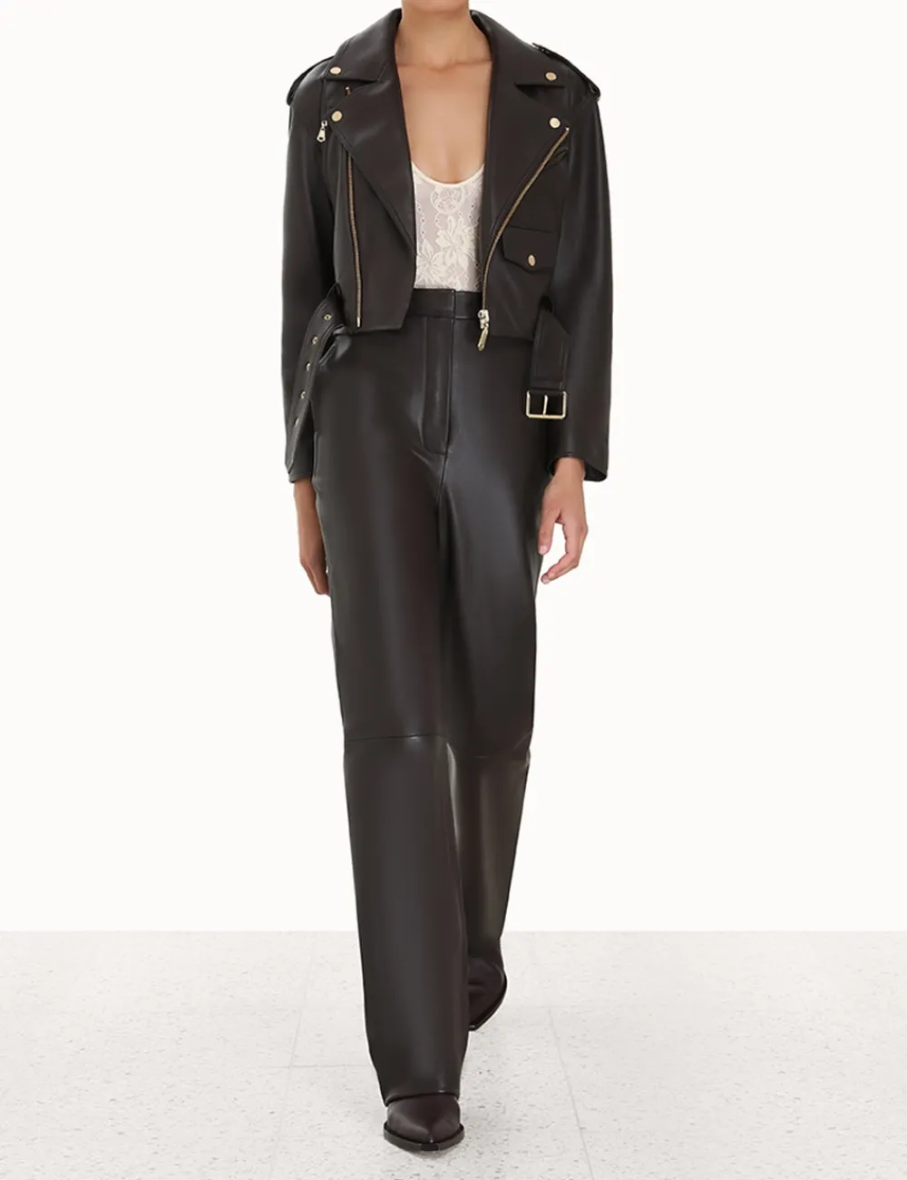 ZIMMERMANN Luminosity Leather Biker-Women Jackets & Coats