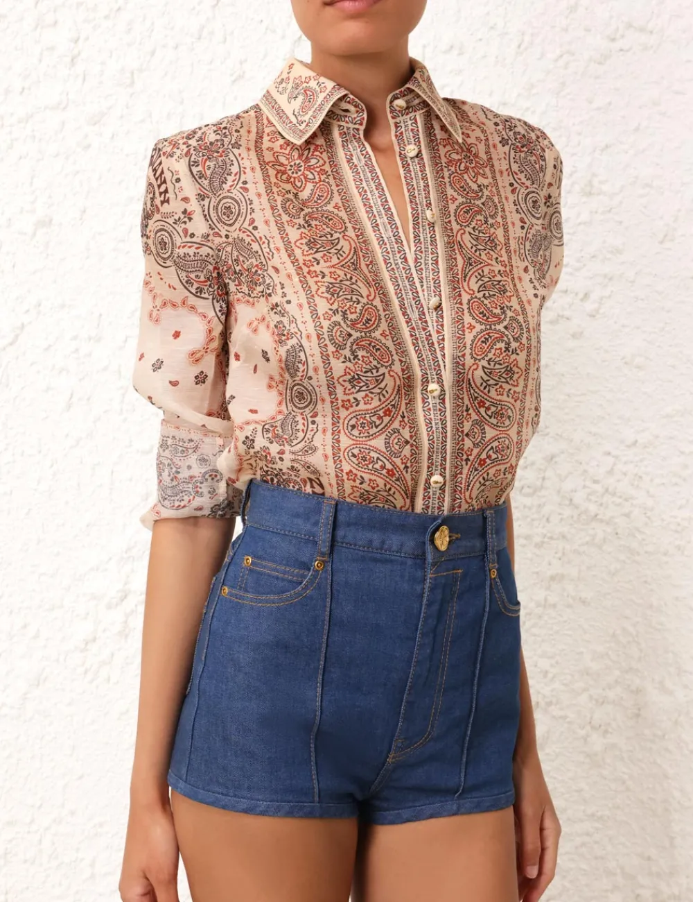 ZIMMERMANN Matchmaker Tie Neck Blouse-Women Tops