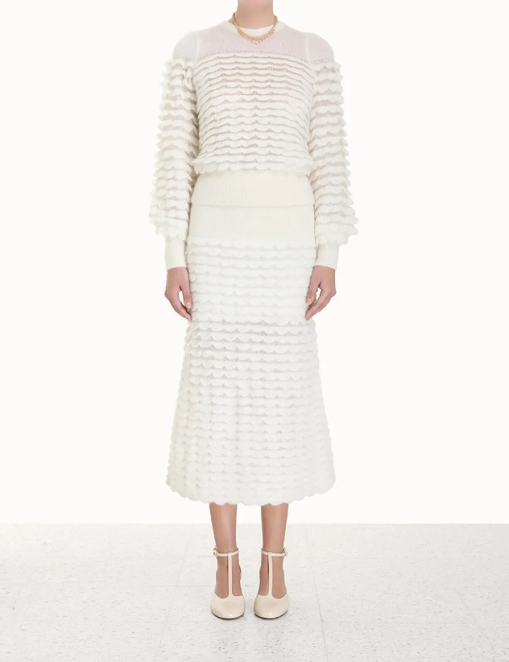 ZIMMERMANN Luminosity Scallop Sweater-Women Tops