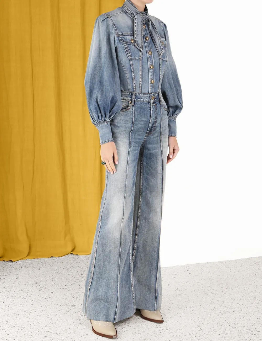 ZIMMERMANN Luminosity Denim Corset Shirt-Women In Denim