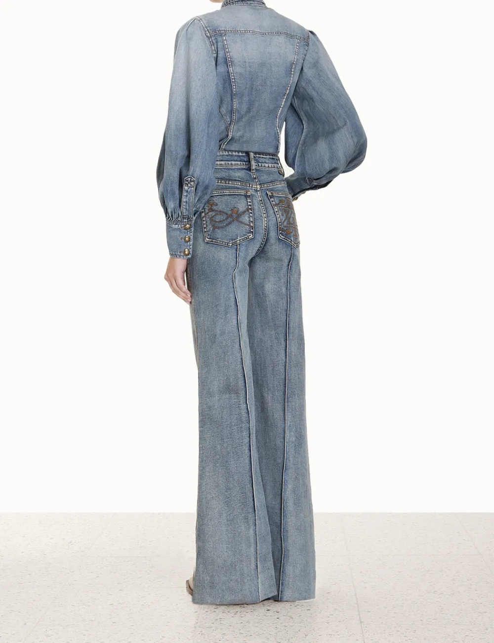 ZIMMERMANN Luminosity Denim Corset Shirt-Women In Denim