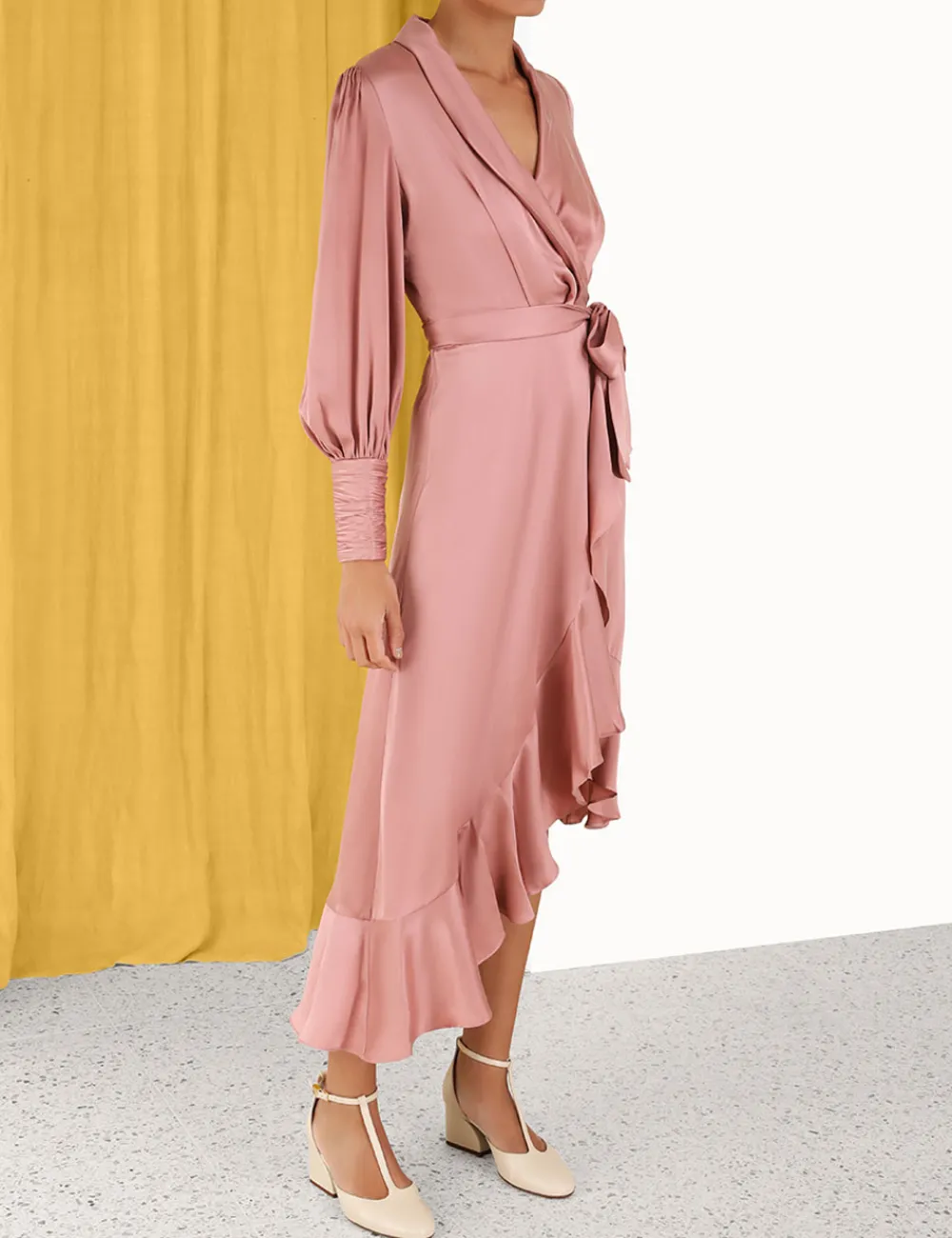 ZIMMERMANN Silk Wrap Midi Dress-Women Luminosity