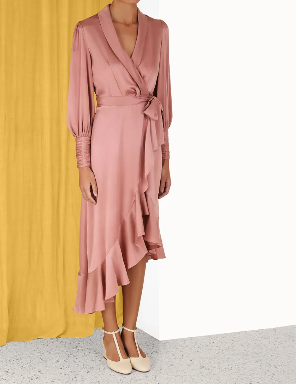 ZIMMERMANN Silk Wrap Midi Dress-Women Luminosity
