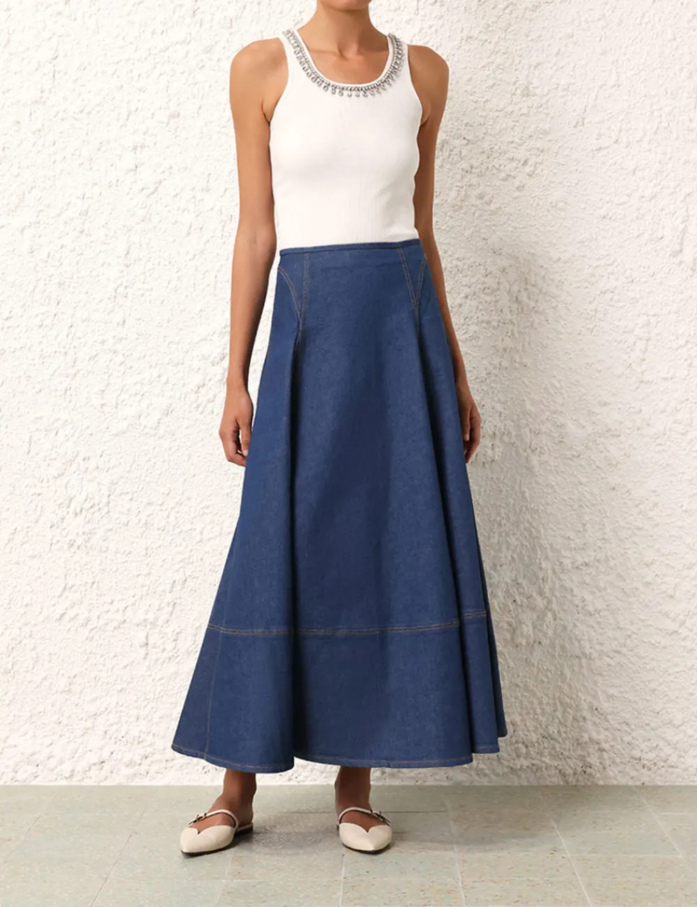 ZIMMERMANN Matchmaker Denim Flare Skirt-Women Denim