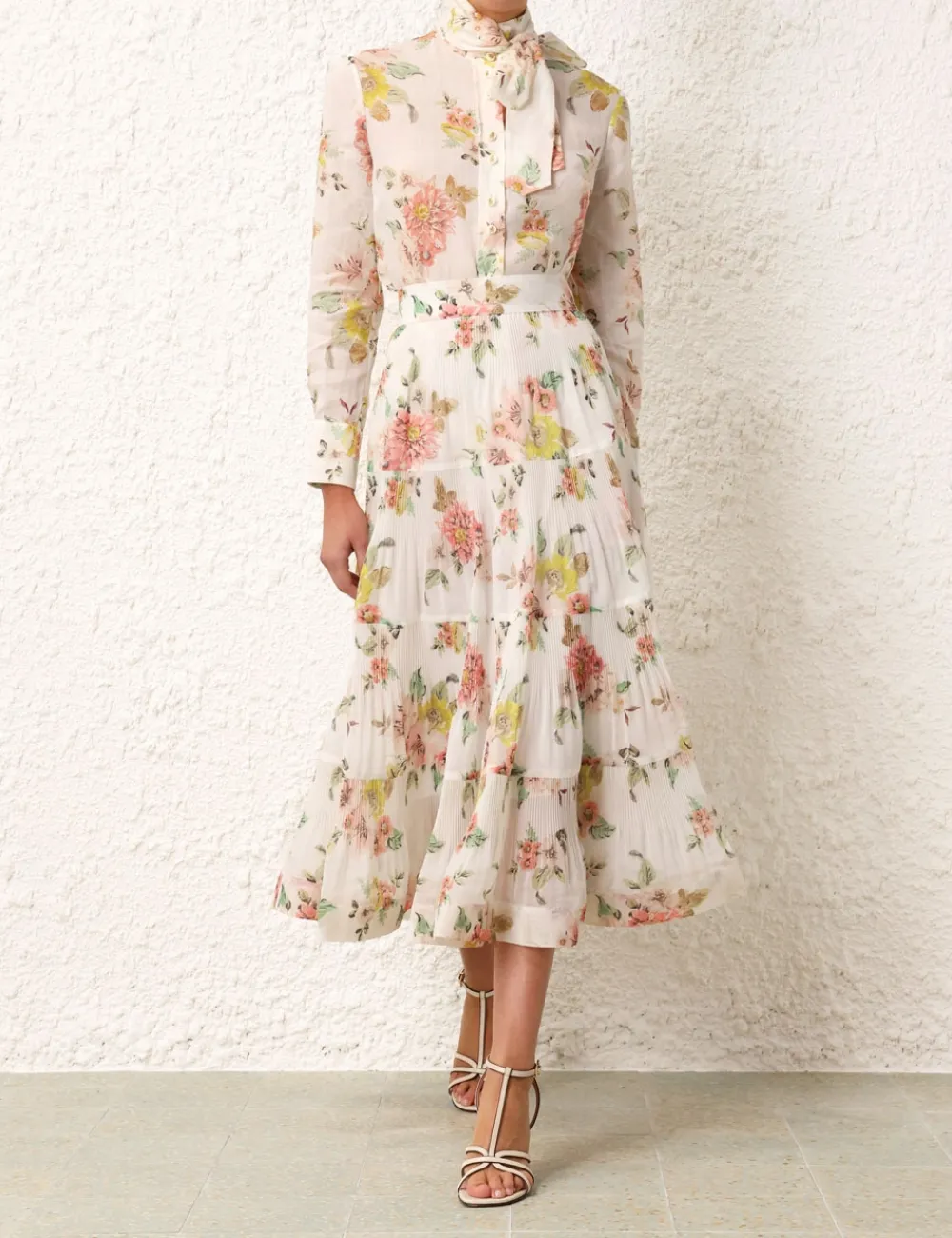 ZIMMERMANN Pleated Midi Skirt-Women Skirts