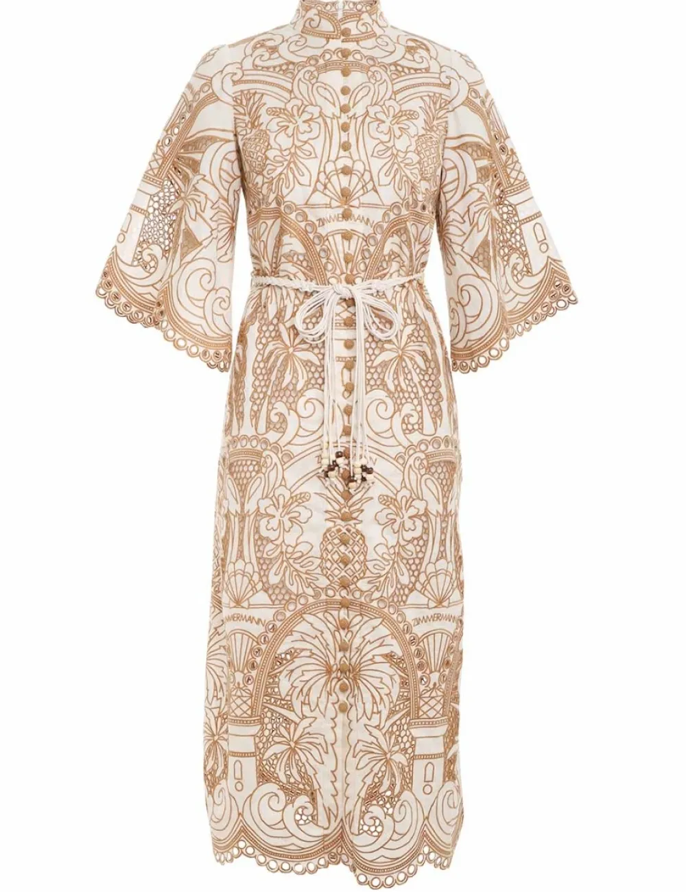 ZIMMERMANN Ginger Embroidered Shirt Dress-Women Clothing