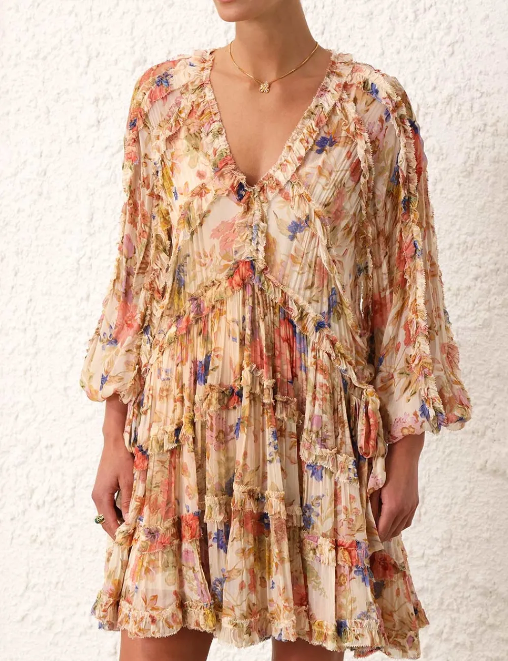 ZIMMERMANN August Billow Frill Mini Dress-Women Clothing