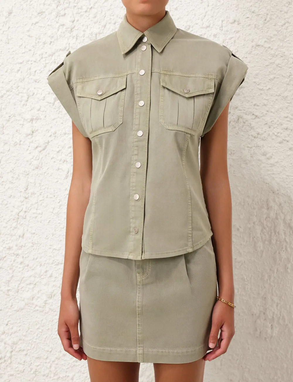 ZIMMERMANN August Denim Utility Shirt-Women Clothing