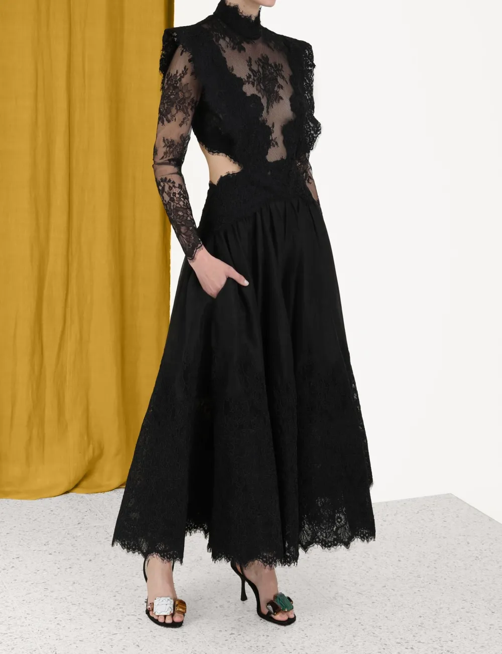 ZIMMERMANN Sensory Lace Yoke Gown-Women Dresses