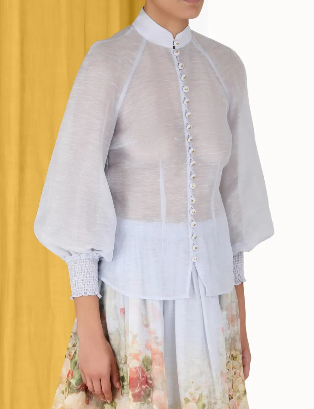 ZIMMERMANN Luminosity Lantern Blouse-Women In Denim