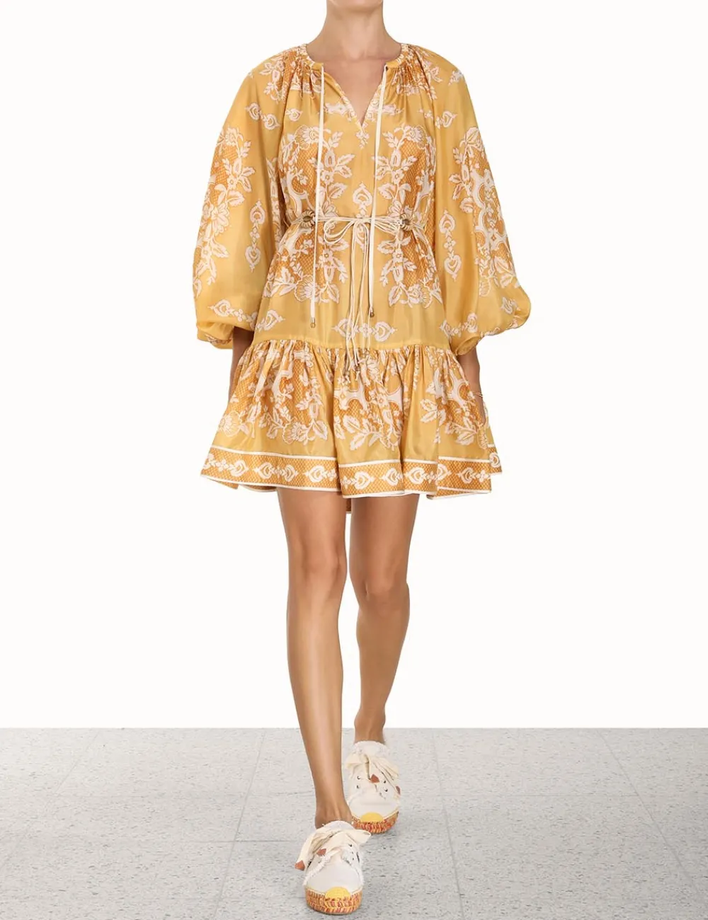 ZIMMERMANN Raie Tiered Billow Mini Dress-Women Clothing