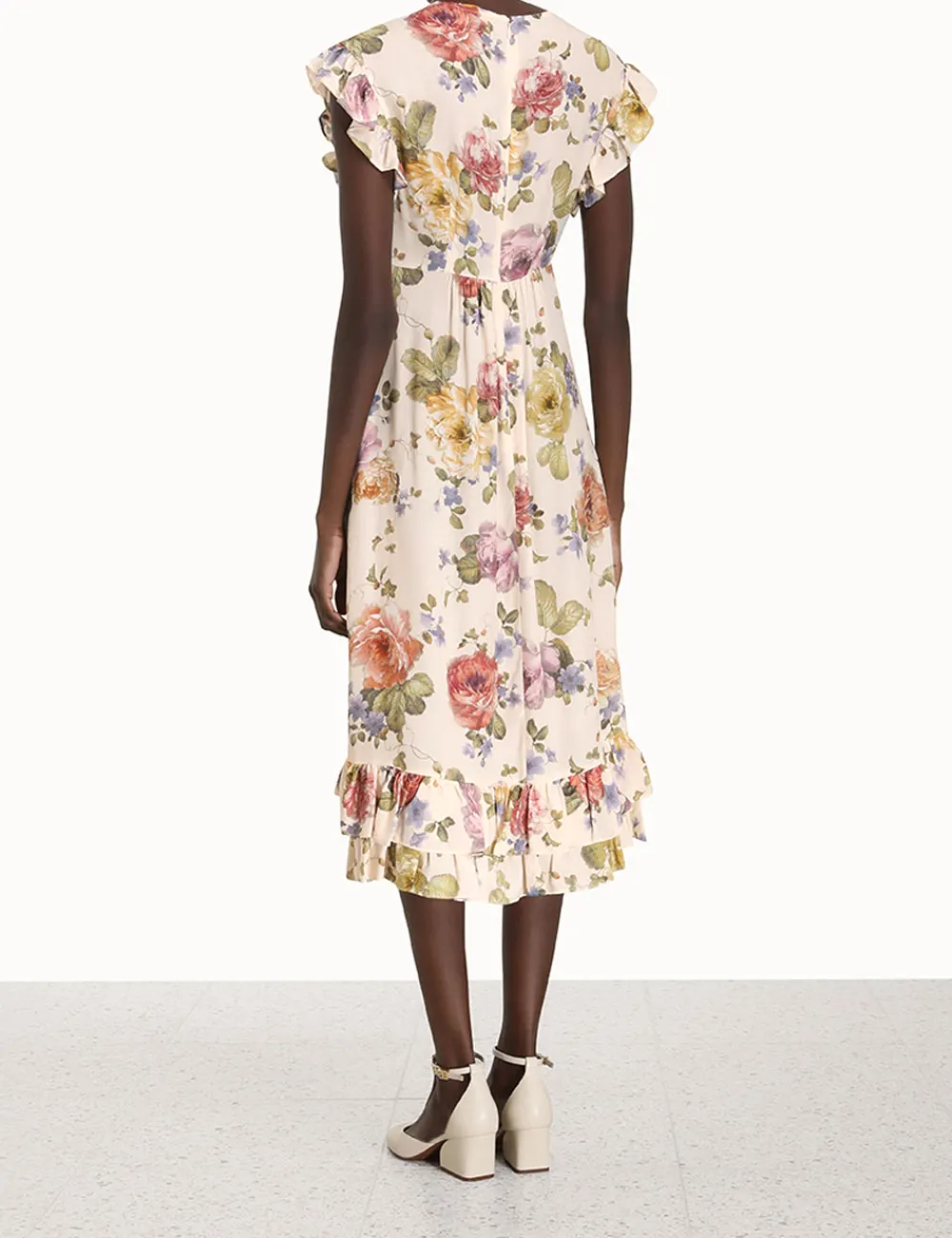 ZIMMERMANN Frill Midi Dress-Women Clothing