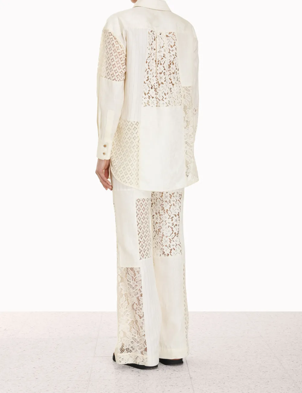 ZIMMERMANN Luminosity Patch Lace Shirt-Women Tops