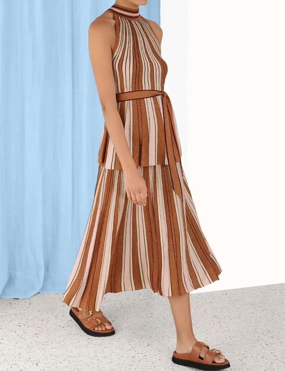 ZIMMERMANN Luminosity Lurex Stripe Skirt-Women Clothing