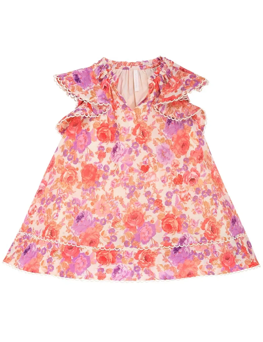 ZIMMERMANN Raie Flounce Sleeve Dress-Women Clothing