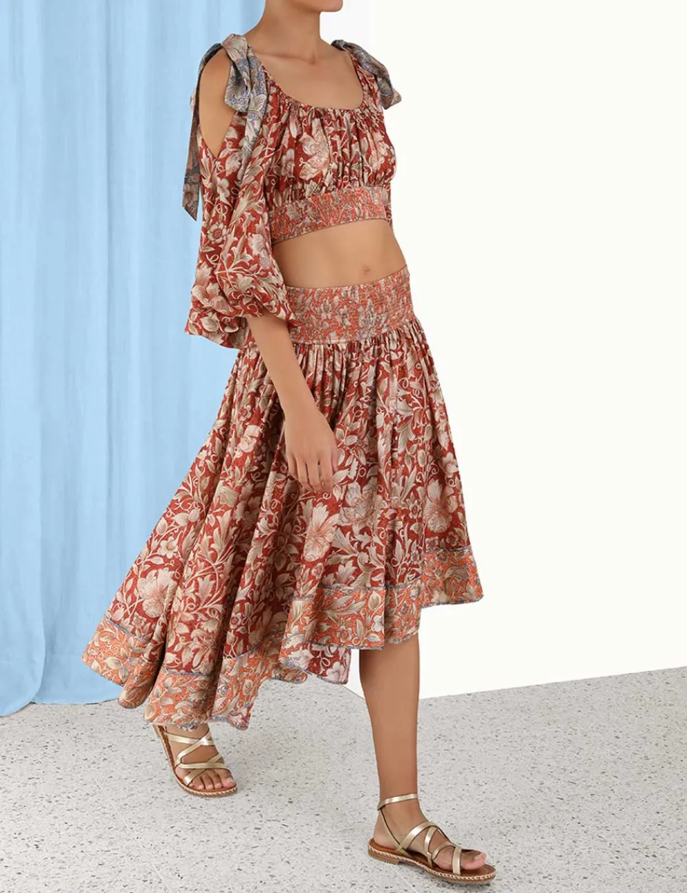 ZIMMERMANN Chintz Billow Sleeve Crop Top-Women Tops