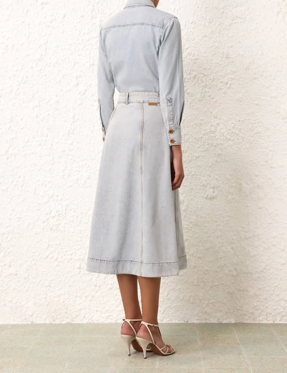 ZIMMERMANN August A Line Denim Skirt-Women Clothing