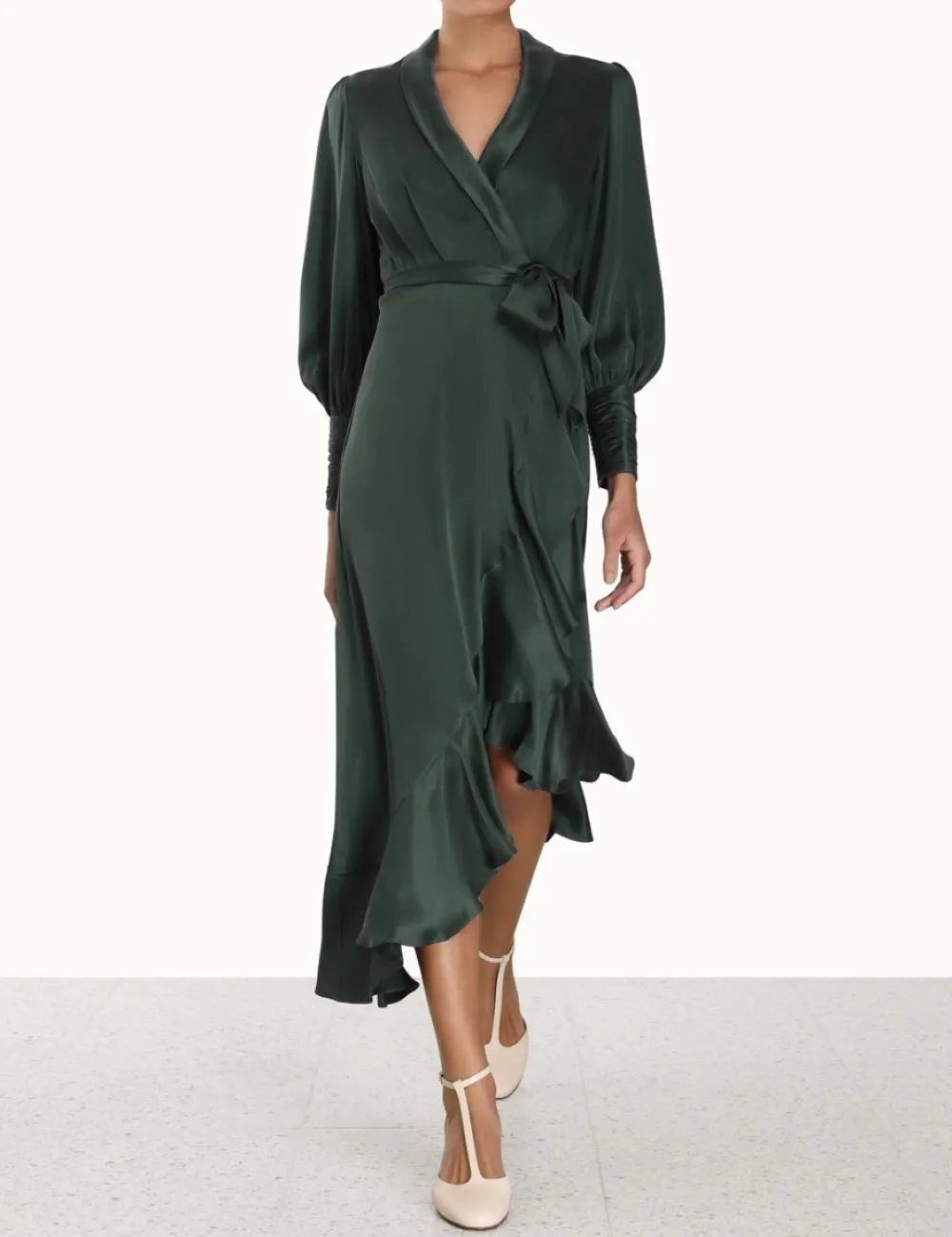 ZIMMERMANN Silk Wrap Midi Dress-Women Dresses