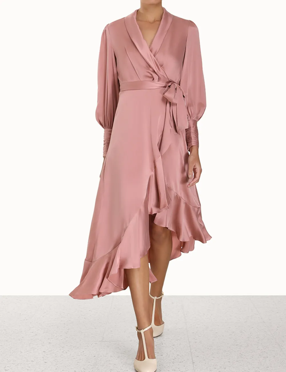 ZIMMERMANN Silk Wrap Midi Dress-Women Dresses