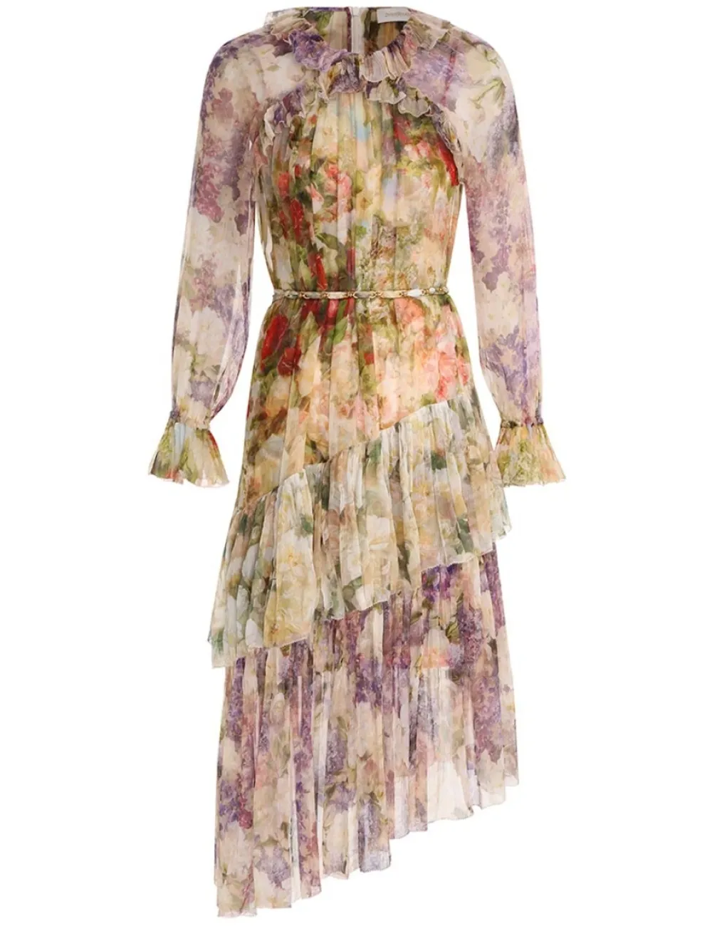 ZIMMERMANN Luminosity Frill Midi Dress-Women Clothing