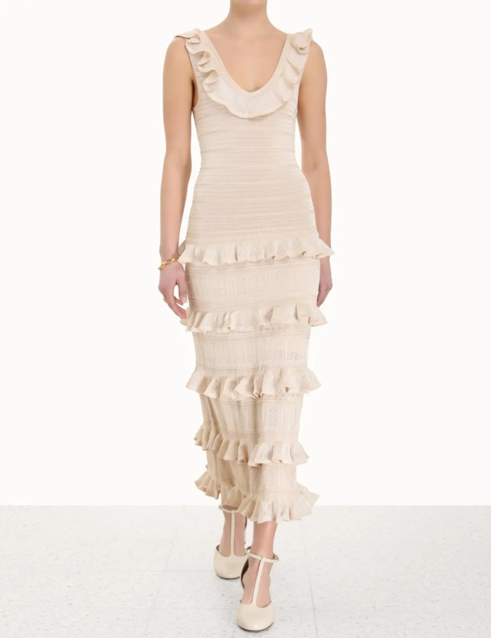 ZIMMERMANN Luminosity Ruffle Tank Dress-Women Clothing