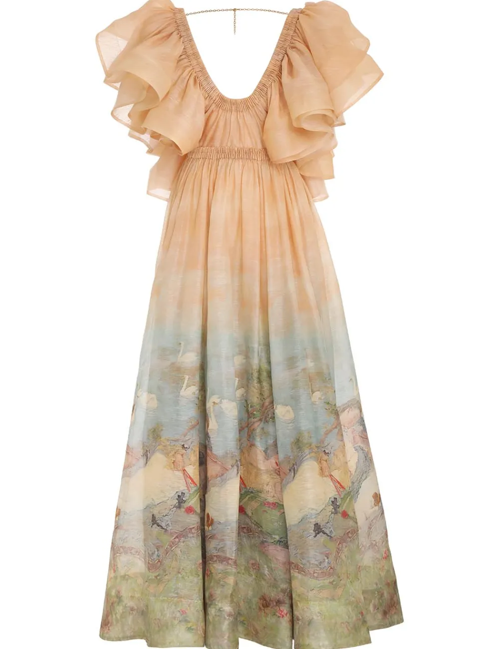 ZIMMERMANN Lyrical Frill Neck Gown-Women Dresses