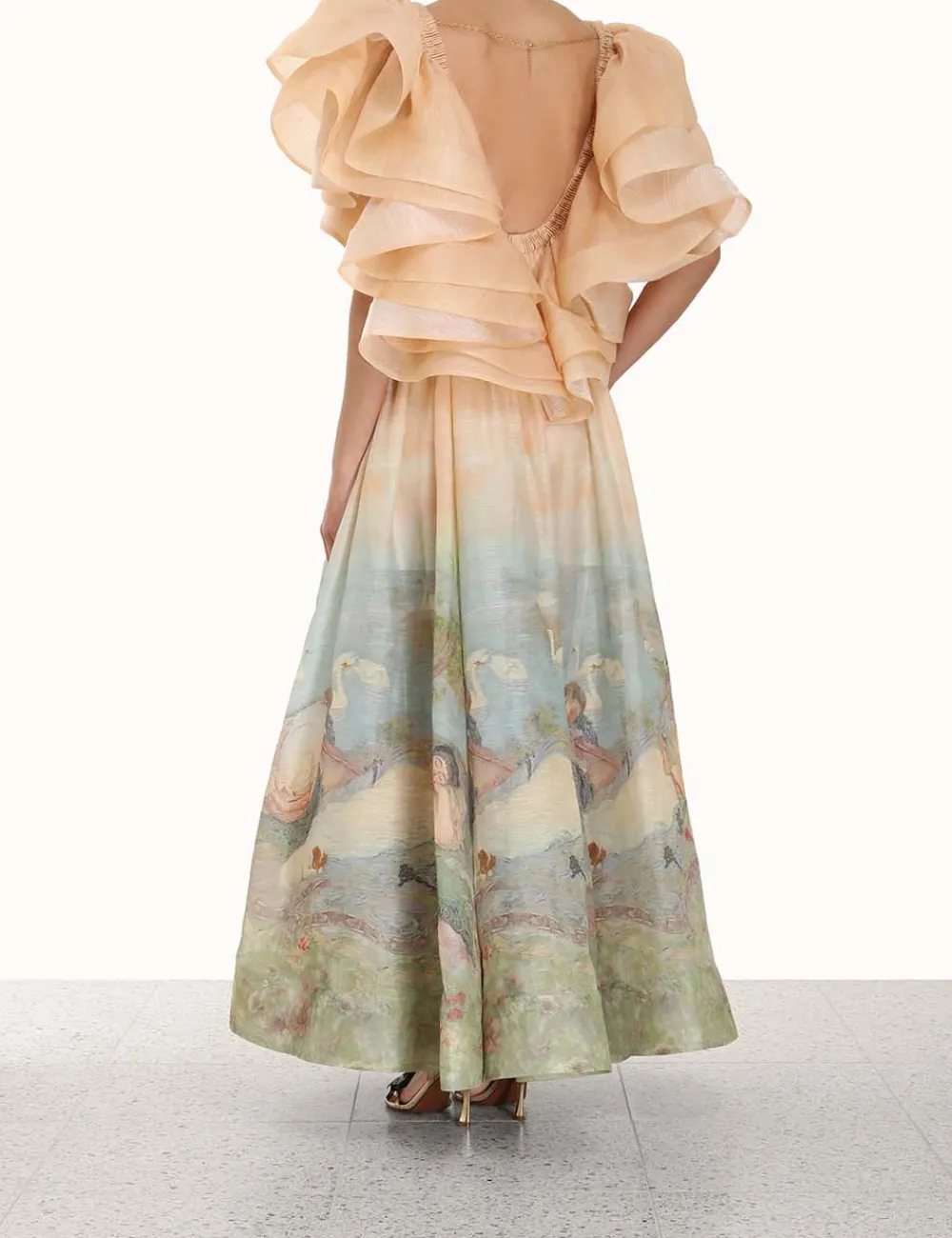ZIMMERMANN Lyrical Frill Neck Gown-Women Dresses