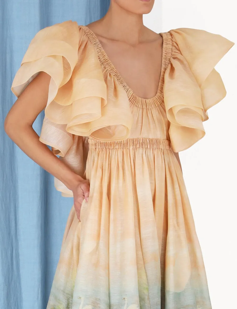 ZIMMERMANN Lyrical Frill Neck Gown-Women Dresses