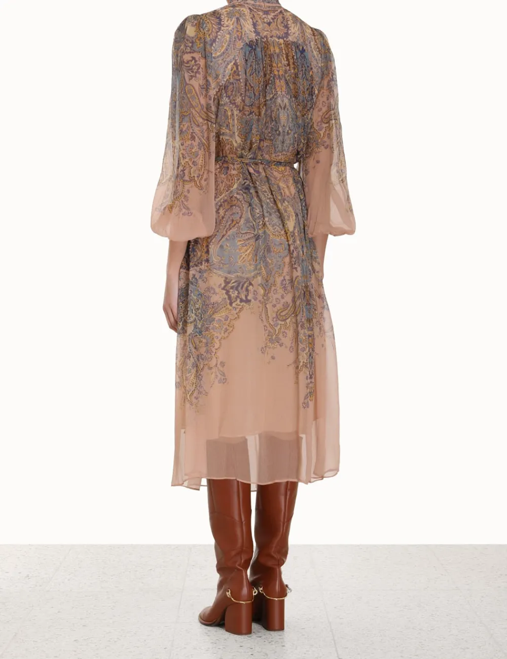 ZIMMERMANN Lyrical Tie Neck Billow Dress-Women Clothing