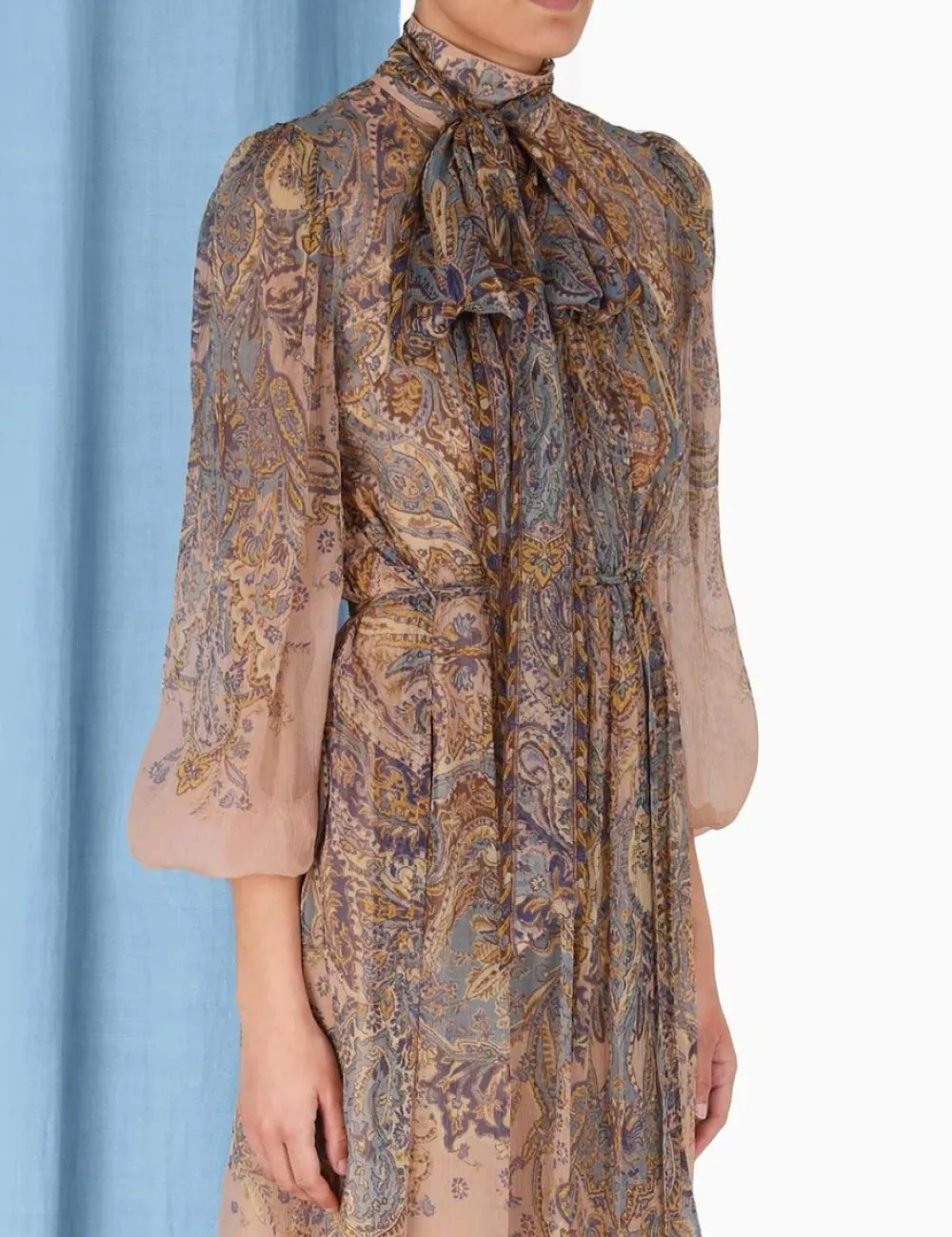 ZIMMERMANN Lyrical Tie Neck Billow Dress-Women Clothing