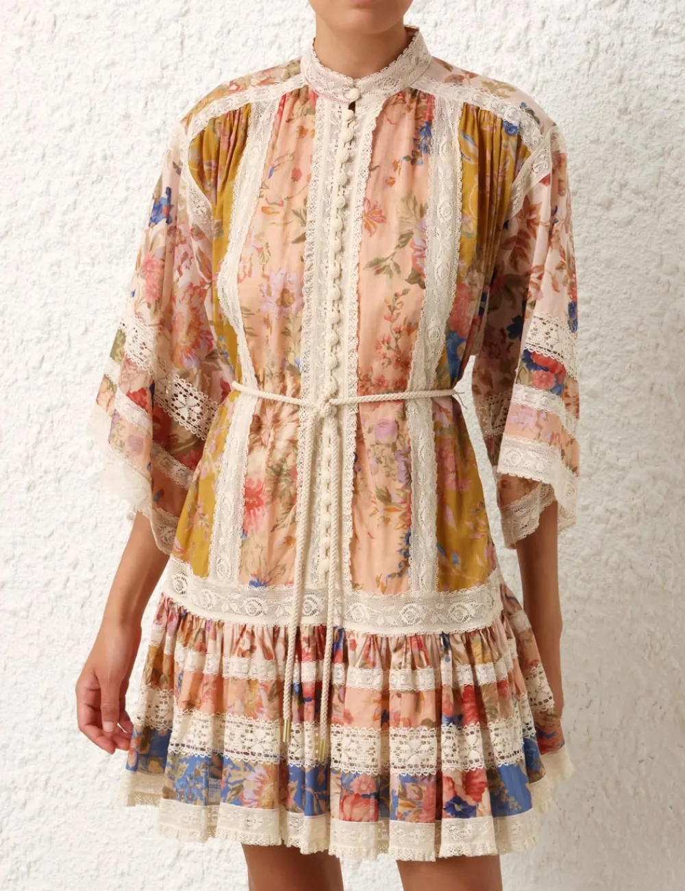 ZIMMERMANN August Lace Trimmed Mini Dress-Women Clothing