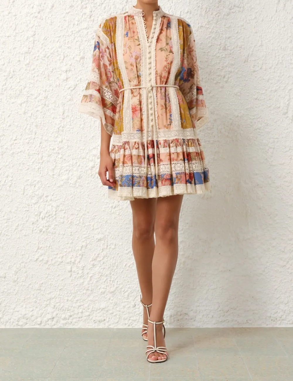 ZIMMERMANN August Lace Trimmed Mini Dress-Women Clothing