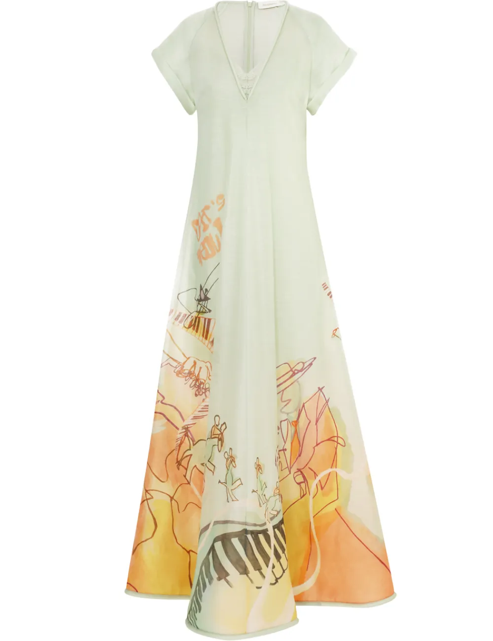 ZIMMERMANN Matchmaker Poster V Neck Dress-Women Clothing