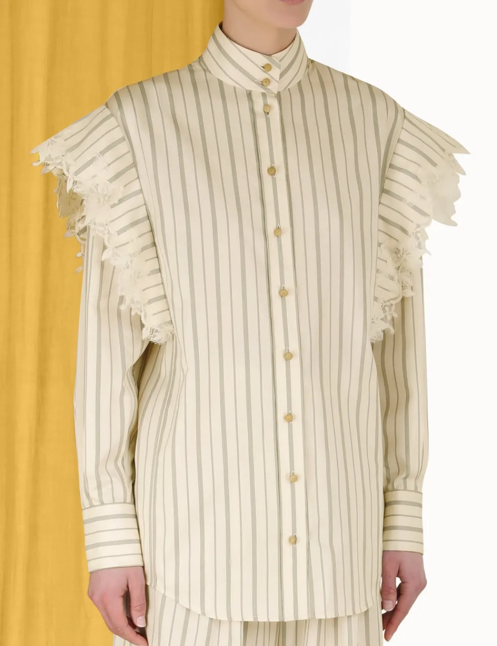 ZIMMERMANN Sensory Lace Stripe Shirt-Women Luminosity