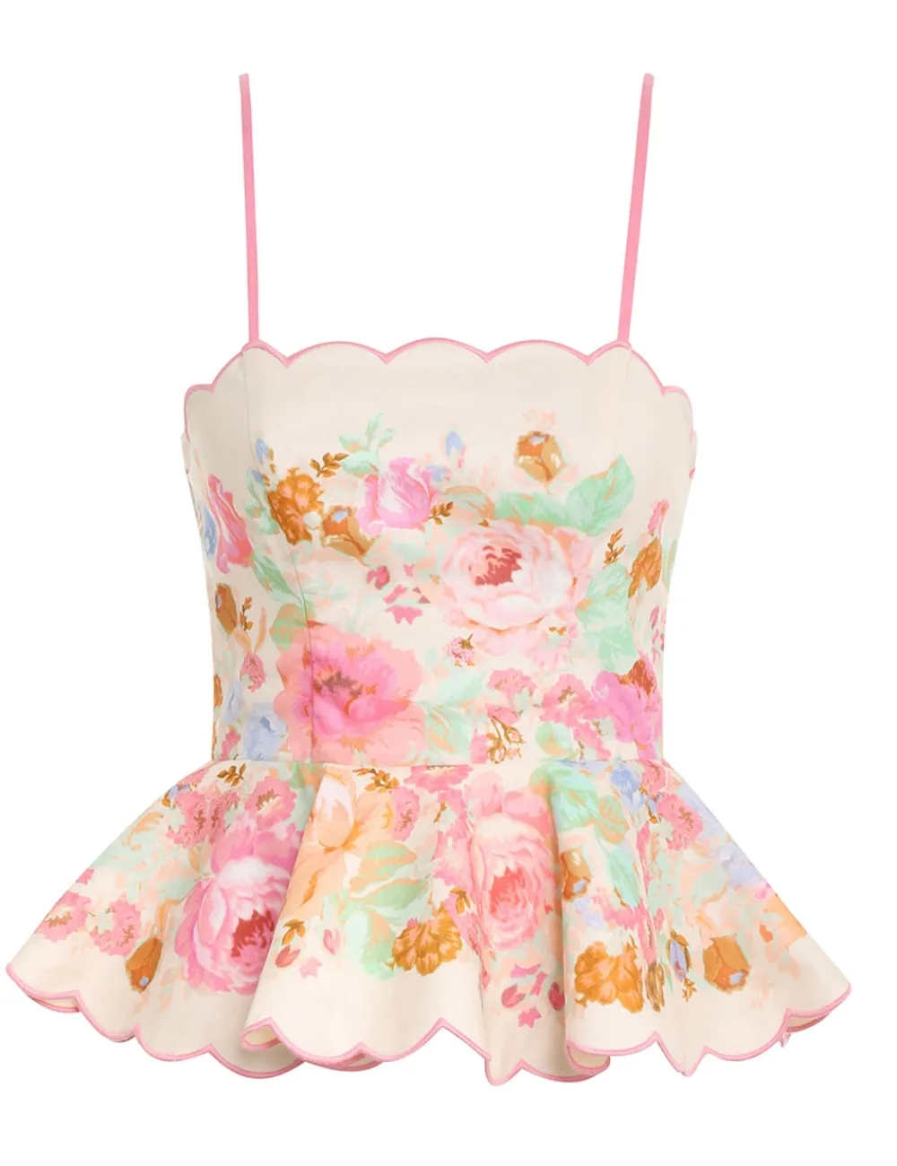 ZIMMERMANN Raie Scallop Peplum Top-Women Clothing