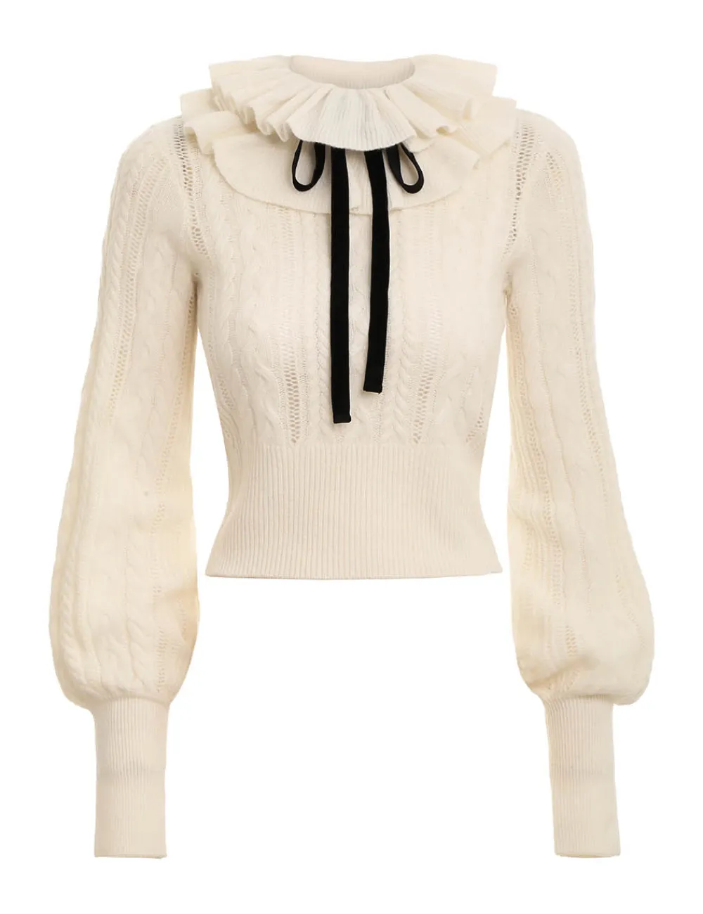 ZIMMERMANN Luminosity Frill Neck Sweater-Women Knitwear